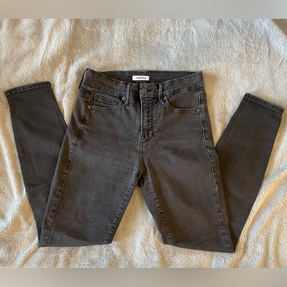 Good American Good Legs High Waisted Skinny Jeans, Size 6/28, Black